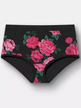 Torrid Simply Cotton (93%) Mid Rise Brief Panty – Traditional Roses Hot Pink NWT